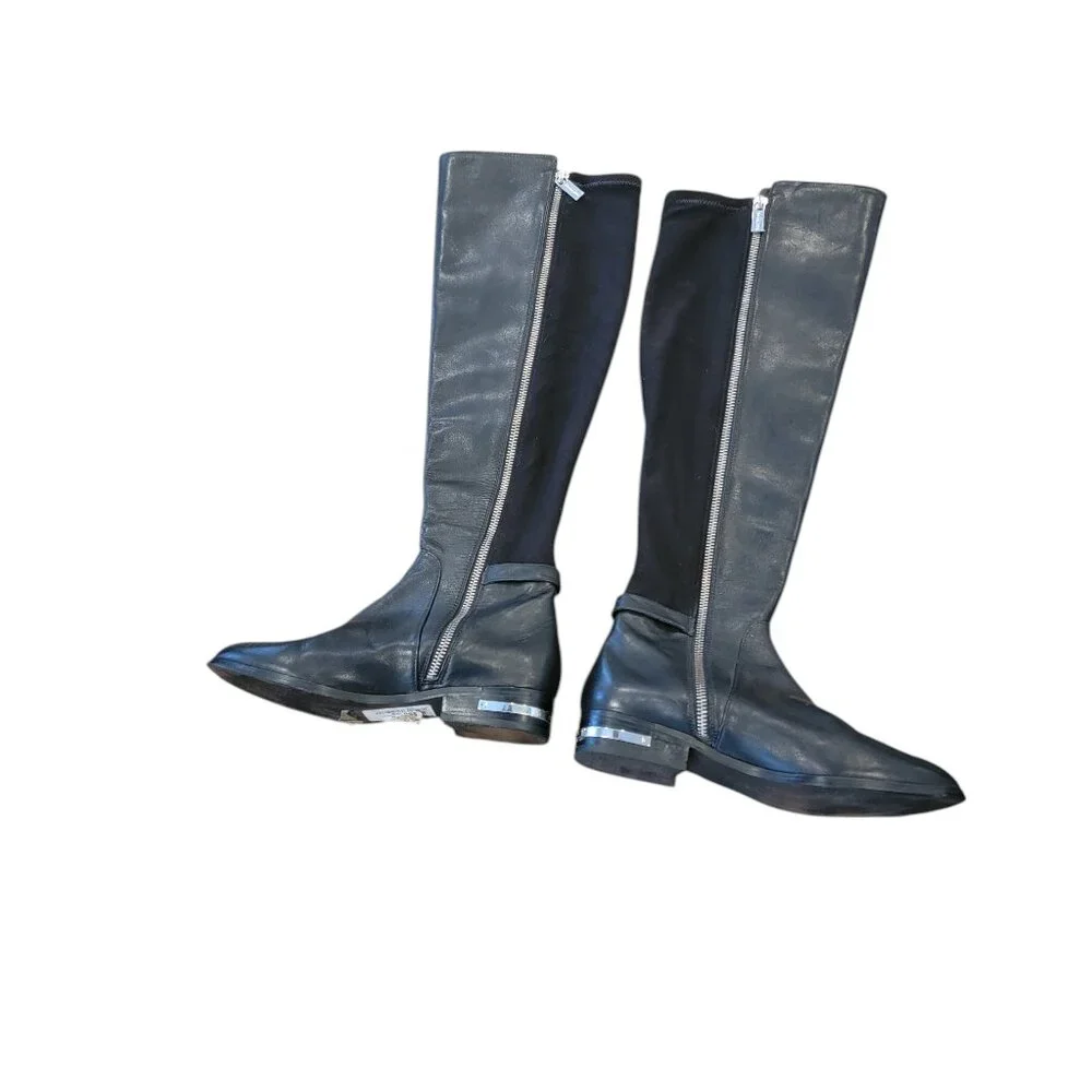 MICHAEL KORS Hamilton Stretch Leather Boots Size 6M Tall Riding Zip